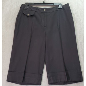Worthington Shorts Women Size 8 Black Polyester Pockets Stretch Dark Wash Casual